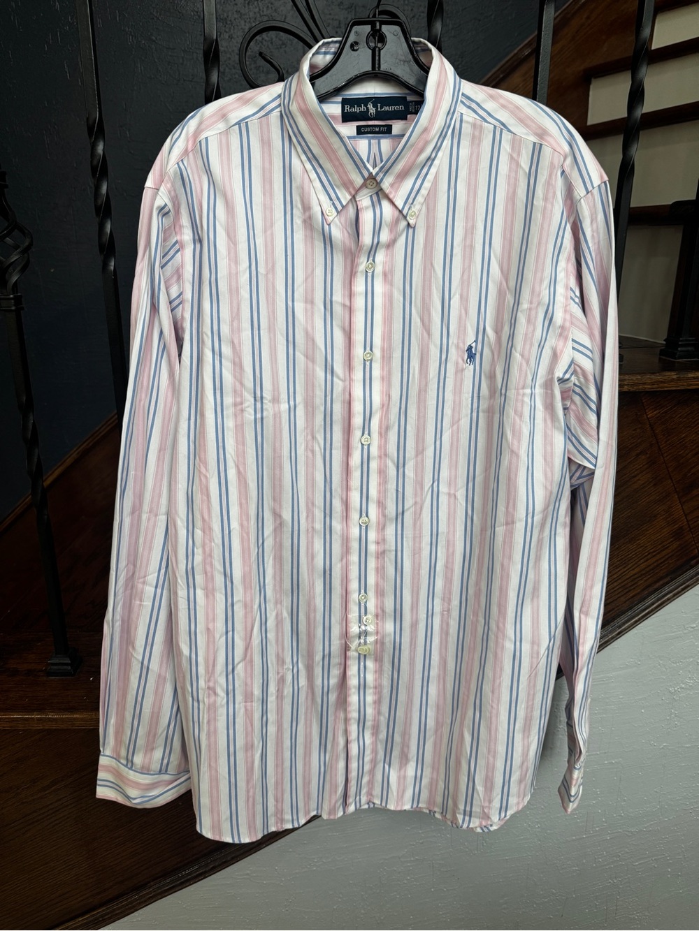 New XL Ralph Lauren Pink & Blue Stripe Button-Down Shirt - Picture 5 of 13